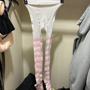 pink striped stockings